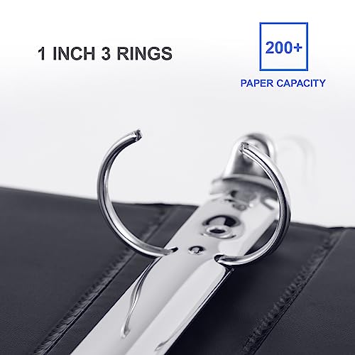 3 Ring Binder 1 Inch, ViVin Sturdy 1"-Round Ring Binder with 2 Interior Pockets, Clear View Cover, PVC-Free, Fits 200 Sheets of 8.5'' x 11'' Paper, Office Home School (8 Pack, Black) - color: Black, size: 1 Inch, style: 8 Pack