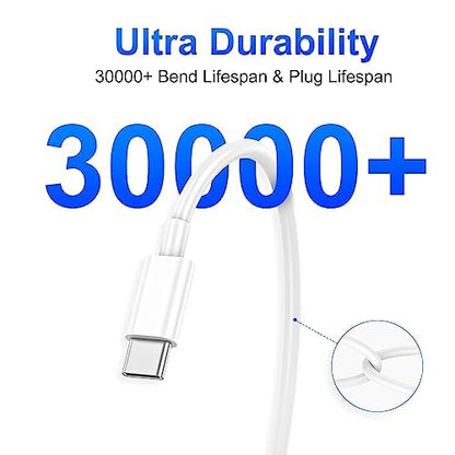 Apple USB C to USB C Charging Cable 4 Pack 10ft,60W [Apple MFi Certified] Compatible for iPhone 15/15 Pro/15 Plus/15 Pro Max New ipad Pro 12.9/11, Air 4/5, Mini 6, MacBook Air, (White)