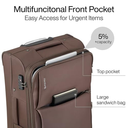 Hanke 3 Piece Luggage Sets Softside Expandable Carry On Luggage Set Travel Suitcase Sets with Spinner Wheels TSA Approved Luggage(Coffee, 20in/24in/28in) - color: Coffee, size: 3 Pc Set(20/24/28)