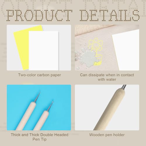Tracing Paper for Sewing, Dressmakers Tracing Paper Large Size 32" x 22" (82x57cm) for Fashion Design and Embroidery, Yellow and White - Includes 1 Embossing Needle Painting Tool