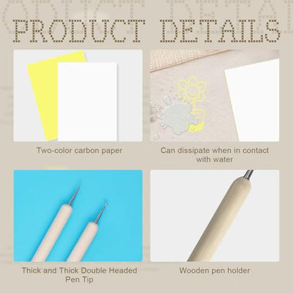 Tracing Paper for Sewing, Dressmakers Tracing Paper Large Size 32" x 22" (82x57cm) for Fashion Design and Embroidery, Yellow and White - Includes 1 Embossing Needle Painting Tool