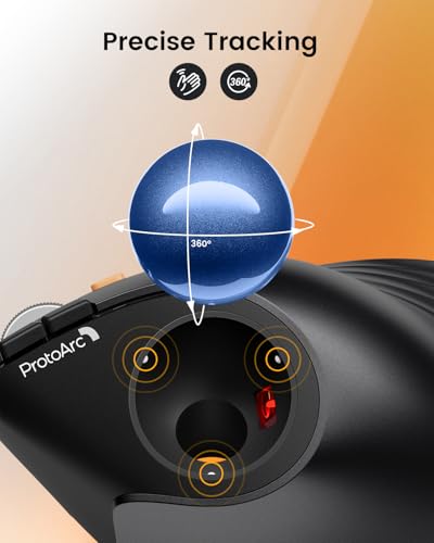 ProtoArc Vertical Wireless Trackball Mouse, EM05 NL Bluetooth Ergonomic Rollerball Mouse Rechargeable Computer Laptop Thumb Mice, 3 Device Connection, Compatible with iPad, Mac, Windows, PC-Blue - color: Blue