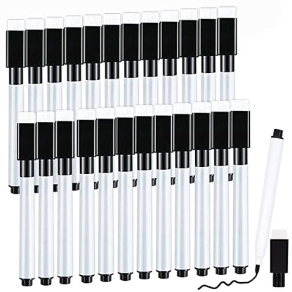 RETON 25 Pcs Magnetic Dry Wipe White Board Markers Pens, Dry Erase Marker with Eraser Cap, 4.4 In Mini Markers with Fine Tip for Classroom, Office, Hospital, Home and Factory (25 Pcs, Black) - size: 1 Count (Pack of 25)