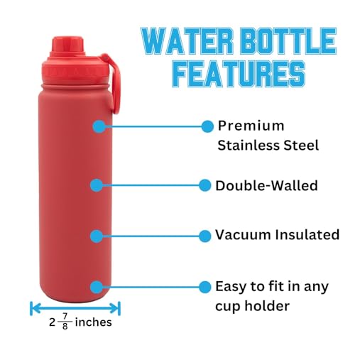 Northeastern Water Bottle - Double Walled Stainless Steel 24 oz Keeps Drinks Cold or Hot - color: Northeastern