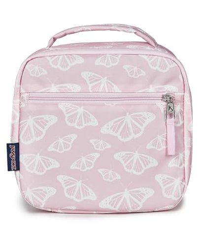 JanSport Lunch Break Insulated Cooler Bag - Leakproof Picnic Tote, Flutter By - color: Flutter By Pink Ice/White/Pink Ice