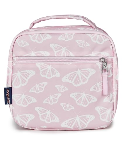 JanSport Lunch Break Insulated Cooler Bag - Leakproof Picnic Tote, Flutter By - color: Flutter By Pink Ice/White/Pink Ice