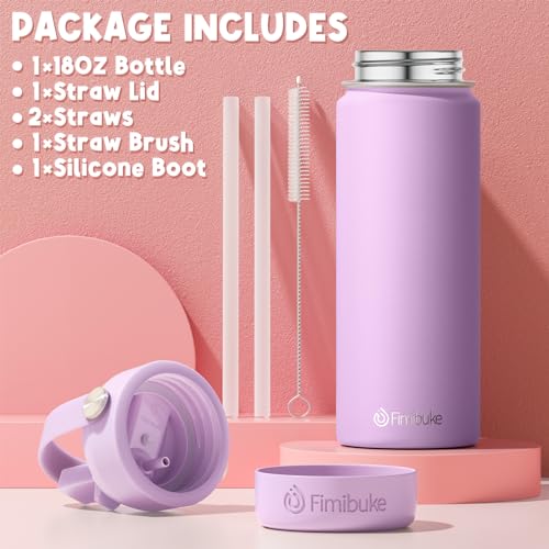 Fimibuke Kids Insulated Water Bottle - 18oz BPA-FREE 18/8 Stainless Steel Kid Cup with Straw Travel Tumbler Leak Proof Double Wall Vacuum Toddler Water Bottle for School Boy Girl (1 Pack,Cotton Candy) | BPA FREE Travel Tumbler with Straw Double Wall Vacuu