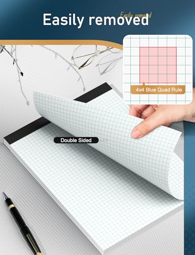 Zaviko Graph Paper Pad 8.5 x 11, 2 Pack, 4x4 Graph Ruled, Grid Paper Pad 8-1/2" x 11", Blueprint Quadrille Pad, Easy Tears Off, Grid Pad Notebook 8.5 x 11, White 70 GSM Graft Paper, 30 Sheets/Pad - size: 8.5 x 11.75 Inch, style: White-Squared-2 Pack(30 Sh