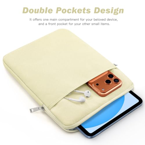 Dadanism 9-11 Inch Tablet Sleeve Bag Carrying Case for iPad (A16) 11th Gen 11", iPad 10th Gen 10.9" Air 5/4, iPad Air/Pro 11", iPad 9/8/7th 10.2", Galaxy Tab A11+ Plus 11"/S9 FE, Tab M11 11", Beige - color: Beige, size: 9-11 inch