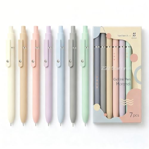 Vanhench 7Pcs 0.5 mm Black Ink Gel Pens Fine Point Pen | Smooth Writing Quick Dry Pen For School Note Teacher Journaling Office Desk Nurses Gift, Nice Cute Writing Pens - color: 7PCS Multicolor (Black Ink)