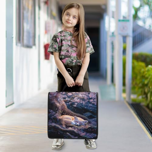 3 Ring Zipper Binder Fox Cherry Blossom Tree Binders Bag with Shoulder Strap 500 Sheets Paper Organizer Trapper Keeper Documents Storage File Folder for School Office - color: A2391