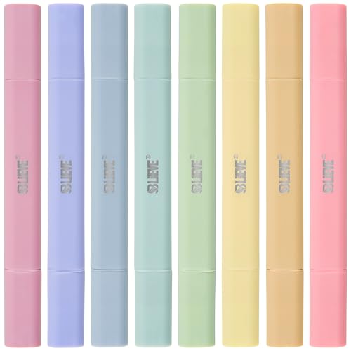 BLIEVE Bible Highlighters No Bleed Through, Pastel Colors, Dual Tip, 8 Pack | Aesthetic Cute Highlighters, Chisel Tip & Fine Point For Bible & Journaling, Back To School Supplies - color: CANDY