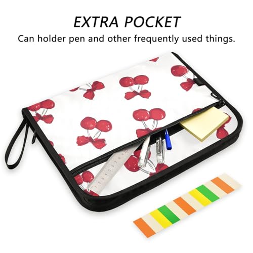 Expanding File Folder Red Cherries Bows Cherry A Accordion File Organizer 13 Pockets Document Organizer with Zipper Labels A4 Letter Office Storage