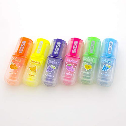 BAZIC PRODUCTS Fruit Scented Mini Highlighters, Chisel Tip, 6 Count | fruit-scented fluorescent mini highlighters; compact; Quick-dry; non-toxic ink; ASTM D-4236