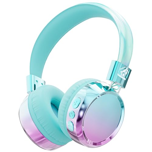 Owliwise Kids Bluetooth Headphones, 74/85dB Volume Limited, 60H Playtime, Built-in Mic, Fast Charging, Bluetooth 5.4, Foldable Toddler Wireless Over-Ear with AUX Cord, for iPad/Tablet/Airplane - color: Cyan