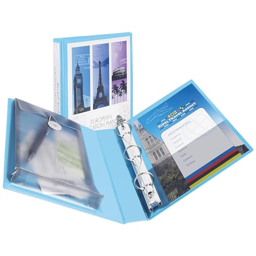 Avery Mini Protect and Store View 3 Ring Binder, 1 Inch Round Rings, 1 Light Blue Binder (23014) (Pack of 12) - size: 1" (Pack of 12)