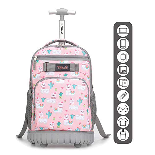 Tilami Rolling Backpack 18 inch Wheeled Laptop Backpack School College Student Travel Trip Boys and Girls, Alpaca - color: Alpaca