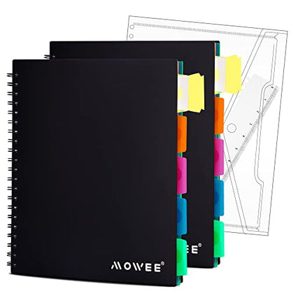 5-Subject Spiral Notebook, College Ruled, with Pocket & Tab Dividers | 200 Pages, 11" Ruler, 8.5"x11" 2PCBlack, Pocket Dividers with Tab Labels, for Writing Journal, Home, Office & School Supplies - color: 8.5x11Black