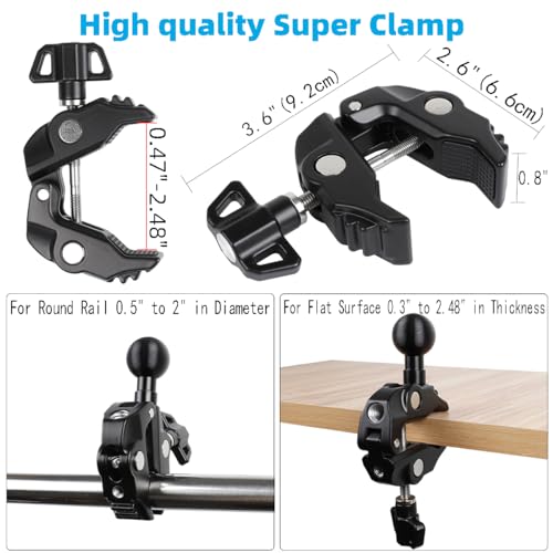 Aluminum Tablet Holder for Mic Stand, Side Mount for All iPad, 360 Rotatable With Super Clamp Compatible for iPad Pro 12.9, Air, Mini, Galaxy Tabs, 4.7-15" Tablets
