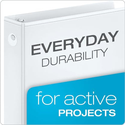 Cardinal Economy 3 Ring Binder, 1 Inch, Presentation View, White, Holds 225 Sheets, Nonstick, PVC Free, 4 Pack of Binders (79510) - size: 1-Inch
