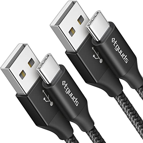 etguuds USB A to USB C Cable 6ft, 2-Pack, 3A Fast Charging Type C Charger Cord for iPhone 17 16 15 Pro Max 16e 17 Air, Samsung Galaxy S25 S24 S23 S22 S21 S20 A17 A16 A56 A55 Flip Fold, Black - color: Black, size: 6ft