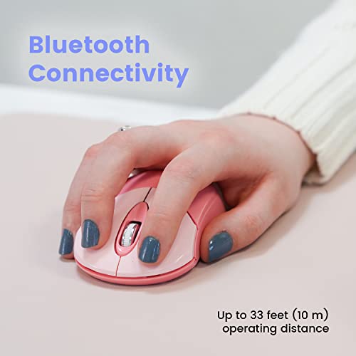 Perixx PERIMICE-802PK Wireless Bluetooth Mouse - Portable Design - Compatible with Windows, iOS, and Android PC, Laptop, Tablet, and Smartphone - Pink (12141) - color: Pink, size: Pack of 1