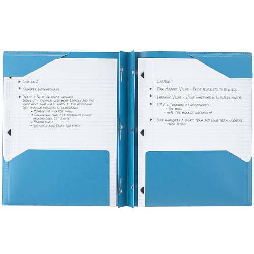 Five Star 2-Pocket Folder, Plastic Folder with Stay-Put Tabs and Prong Fasteners, Holds 8-1/2" x 11" Paper, Tidewater Blue (72107) - color: Tidewater Blue, size: 1 Count (Pack of 1)