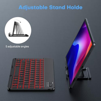 OMOTON Rechargeable Ultra-Slim Keyboard with Upgrade Oversize Keycaps, Adjustable Stand and Backlit, Wireless Bluetooth Keyboard for Samsung Tablet, iPad, Smartphone, Android, iOS, Windows, Black - color: Black