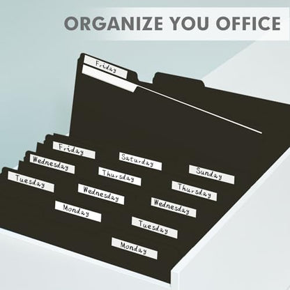File Folder, PANDRI 120 Pack File Folder, 1/3 Cut Tab, Letter Size, Filing Folder for Office School Business, Black - color: Black