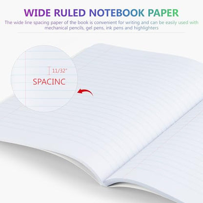 Yeplan Composition Notebooks 5 pack, Wide Ruled Notebook Paper, 9 3/4" x 7 1/2", 80 Sheets/160 Pages, Aesthetic Marble Composition Notebook for School & Office Supplies (5, Black) - color: 5 Black