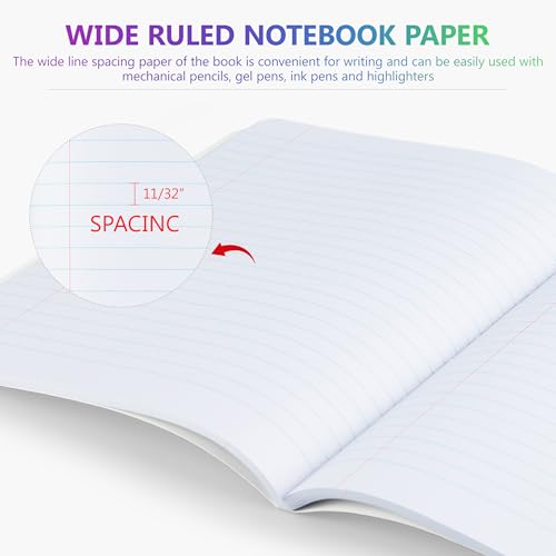 Yeplan Composition Notebooks 5 pack, Wide Ruled Notebook Paper, 9 3/4" x 7 1/2", 80 Sheets/160 Pages, Aesthetic Marble Composition Notebook for School & Office Supplies (5, Black) - color: 5 Black