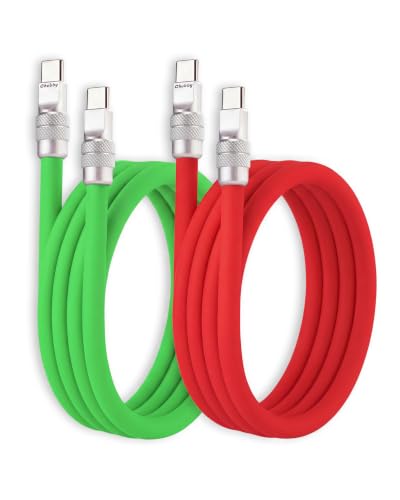 chubbycable Couple Chubby 2 Pack 240W USB C Cable Extra Thick Silicone Fast Charging Cable Compatible with iPhone 17-15 Series iPad Galaxy Series, Green+Red, Type-C to Type-C, 3.3FT - color: Green+Red, size: 3.3ft (1m), style: Type C-Type C