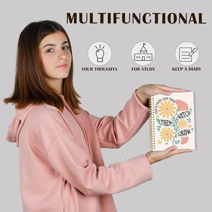 Qabliqo Teachers Gifts Spiral Notebooks, Boho Floral Watch Them Grow Teacher Gifts Journal for Writing, Teacher Appreciation Gift Notebook for Note Taking, Teachers Office Supplies, 5.5x8.3 Inch - color: Watch Them Grow