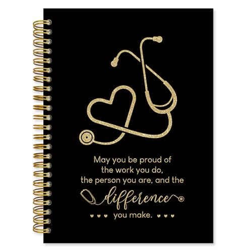 Fewgb Black Nurse Spiral Notebook Gifts, RN Appreciation Thank You Gifts for Nurses Week Hardcover Lined Notebooks Journal for Office Work, Nursing School Student Future Nurse Notebook A5 5.5x8.3 - color: nurse-black