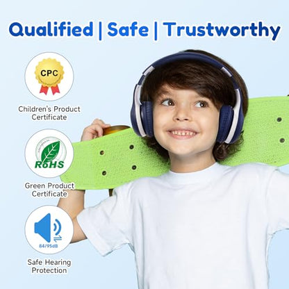 EarFun 2Packs Kids Bluetooth Headphones, K2 Kid Headphone with Volume Limited, 40H Playtime, Built-in Mic, Stereo Sound, Foldable Over-Ear Headphones for Kids/School/Travel - color: Pink&Blue