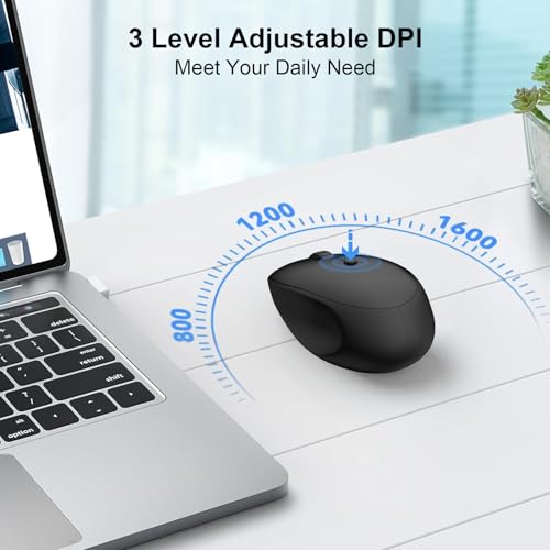 Wireless Mouse,2.4G Quiet Computer Mouse with USB Receiver, 800/1200/1600 DPI,4 Buttons Portable Optical Cordless USB Mice for Chromebook,Laptop,Windows,PC, Mac,iPad,Linux