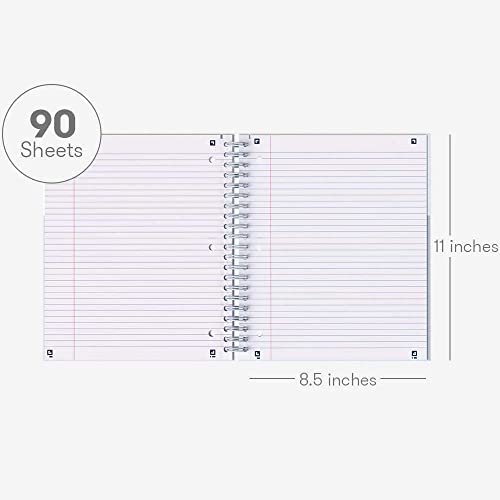 Hamelin, Spiral Notebook, 8.5x11in, College Ruled, Hardcover, 90shts/180 Pages, 3 Subject Notebook, ICE White - color: ICE White