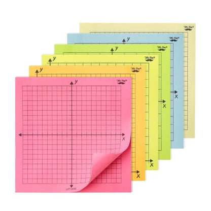 Mr. Pen- Graph Sticky Notes, 3x3 Inch, 6 Pads, 50 Sheets/Pad, 300 Sheets | 6 Grid Designs, Bright Colors, Square Graph Paper Notes, Grid Sticky Note Pads for Math, Study, Journals, Planners - color: Bright