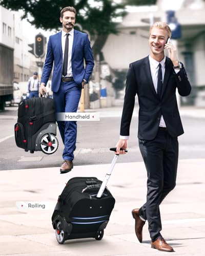MATEIN Rolling Bag with Wheels, 17 Inch Extra Large Laptop Roller Backpack for Adults with Anti Theft Lock & Sturdy Handle, Water Resistant Wheeled Bag Carry On Luggage for Teacher Work Travel Men - color: Black