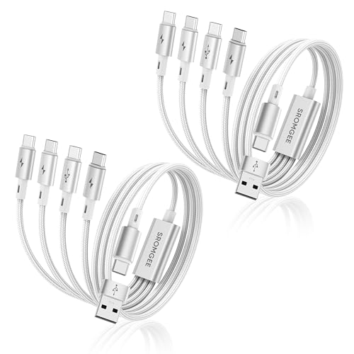 USB C Splitter Multi Charging Cable [2Pack 5ft], USB A/C to USB C QC 3.0 Fast Charging, 4 in 2 Multi Charger Cord with 4 Type C Ports for iPhone 17/16/15 Series, iPad Air/Pro, Samsung Galaxy, Tablets - color: White