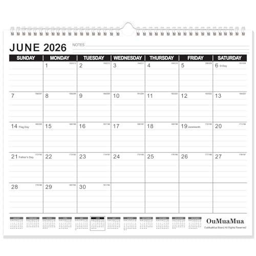 OuMuaMua Wall Calendar 2026, Calendar Wall 2026-2027, Jun. 2026 to Dec. 2027, 14" X 11.5" 19-Month Paper Hanging Planner Wall with Thick Paper, Ruled Blocks for Office Home Planning & Organizing - color: Jun 1 pack, size: 14"x11.5"