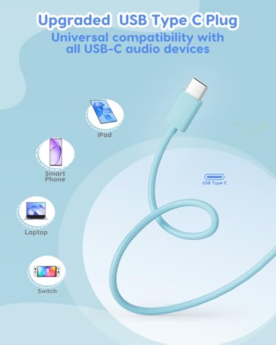 awatrue USB-C Kids Headphones, 74/85/94dB Volume Limiter, Foldable Wired Over Ear Headphones for Travel, Toddler Headphones for School, Travel, iPad, Tablet, Blue Gradient - color: USB-C Blue Gradient