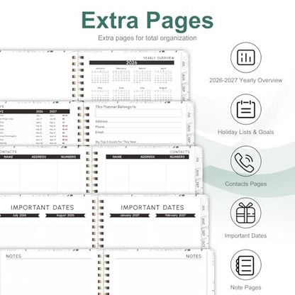 Planner 2026-2027, Weekly and Monthly Academic Year Calendar Planner, July 2026 - June 2027, Daily Agenda Book for Office School Supplies, A5(6.3'' x 8.5'') - color: 2607-White Daisy, size: 6.3"x8.5"(Jul 2026-Jun 2027)