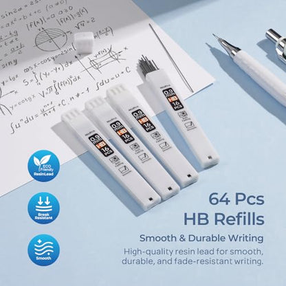 Nicpro Cute Mechanical Pencil Set, 4PCS 0.9mm Pastel Drafting Pencils with 4 Tube HB Lead Refills, 4B Erasers, Rotary Retractable Eraser and Eraser Refill for Writing Sketching Back to School Supplies - style: 0.9mm