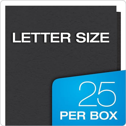 Oxford Two-Pocket Folders w/Fasteners, Black, Letter Size, 25 per Box (57706) - color: Black, size: 25 Count