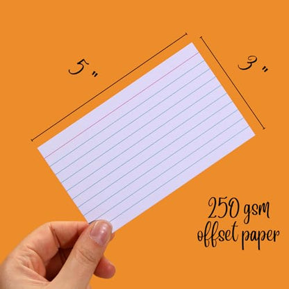 Extra Heavyweight 3x5 Inch Ruled Index Cards, Made of 92lb Weight Thick Paper Ruled Notecards, Double Sided Thick Flash Cards for Note-Taking, Studying, Ideal for School, Home and Office - 100 Count - style: 3X5IN - 100Count