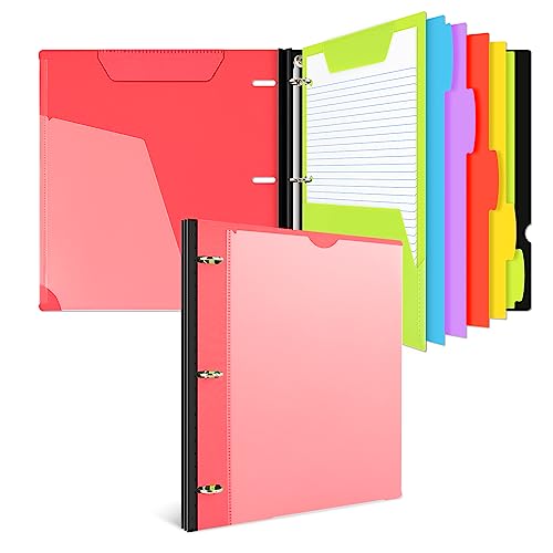 INFUN All-in-one Telescoping Binder Notebook，3 Ring Notebook Binder with 1 Plastic Movable Pocket Folder,5 Plastic Subject dividers and Graph Paper and College Ruled Paper - Red - color: Red, size: 1 PCS