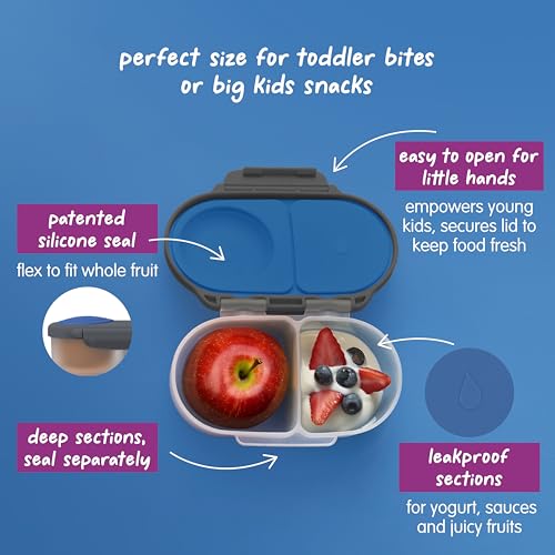 b.box Mini Lunch Box + Snack Containers for Kids 2-Pack - 4.25 + 1.75 Cups, Leakproof Bento Box for Kids, Lunch Containers for School, Dishwasher Safe, BPA Free, PFAS Free, Ages 3+ - Blue Slate - color: Blue Slate
