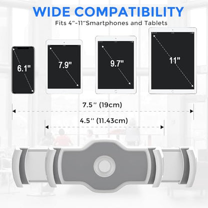 AboveTEK Tablet Stand Holder, Stylish Aluminum iPad Stands, Foldable 360° Swivel iPad iPhone Table Stand Holder fits 4-11" Tablets/Smartphones for Kitchen Bedside Office POS Showroom Reception (White) - color: White, size: 4"-11"