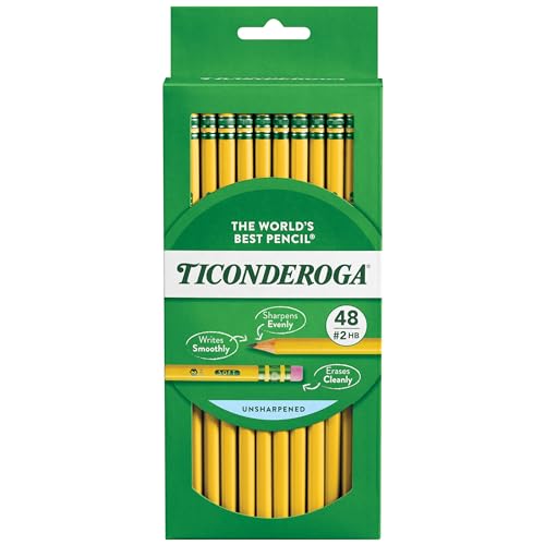 TICONDEROGA Wood-Cased Pencils, Unsharpened, 2 HB Soft, Yellow, 48 Count, 240 Packs, 11520 Total Pencils - size: 288 Count (Pack of 240), style: Pack